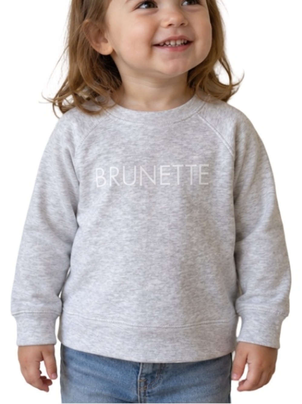 NWT Brunette The Label Little Babes Core Crew Sweatshirt 2/3T Pebble Grey White